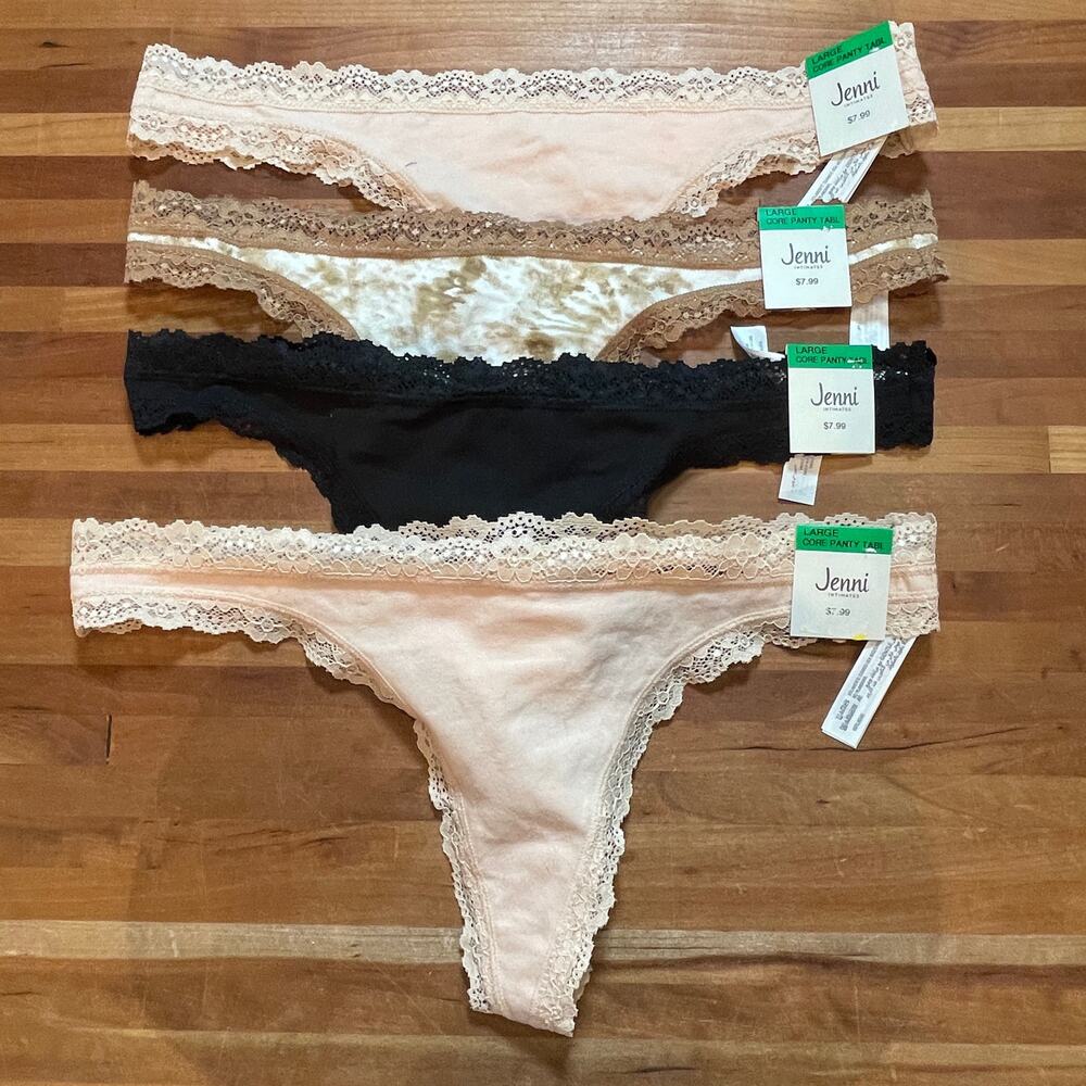 Jenni Women's Lace-Trim Thong set of 4